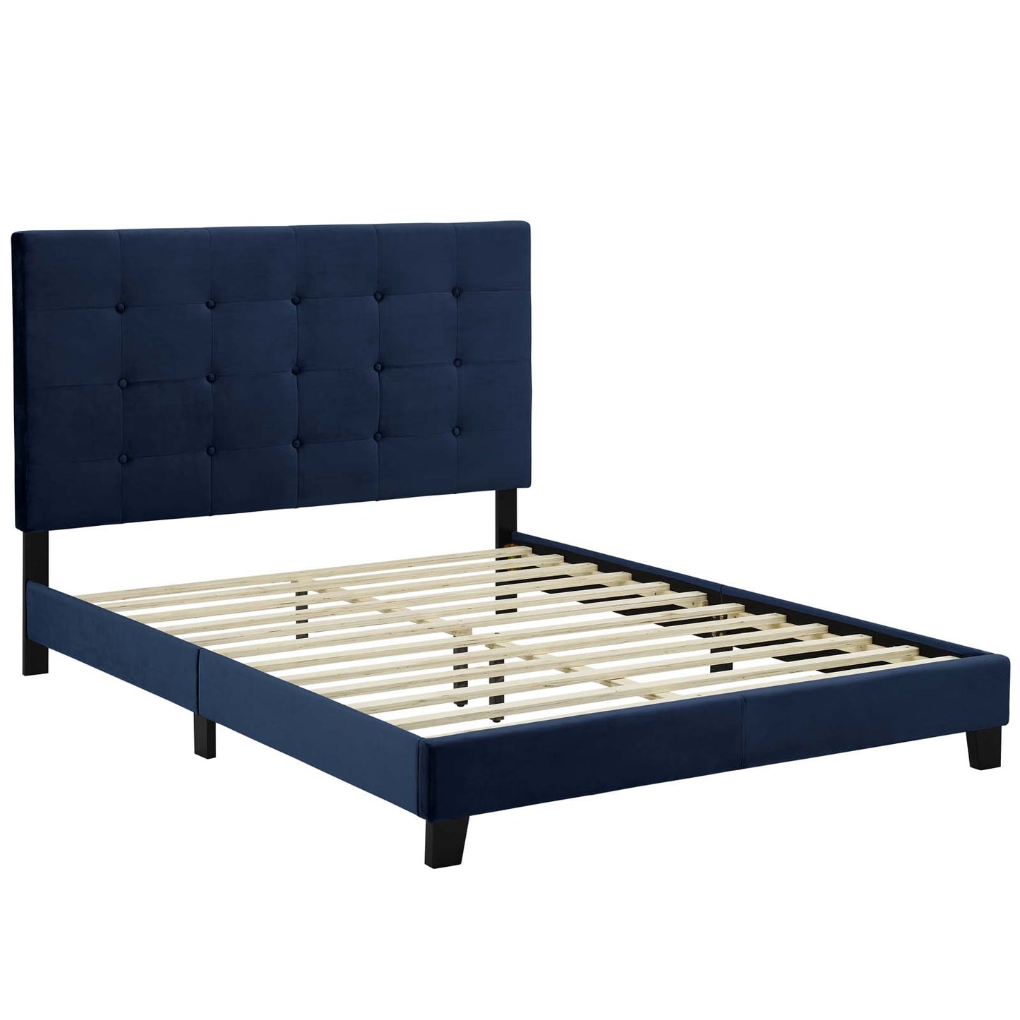 Modway Outlet Melanie Tufted Button Upholstered Performance Velvet King Platform Bed by Modway  Bedroom Furniture Midnight Blue - MOD-5823-MID