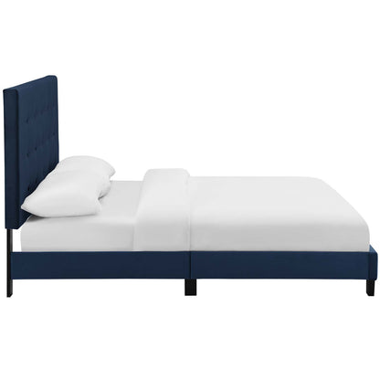 Modway Outlet Melanie Tufted Button Upholstered Performance Velvet King Platform Bed by Modway  Bedroom Furniture Midnight Blue - MOD-5823-MID