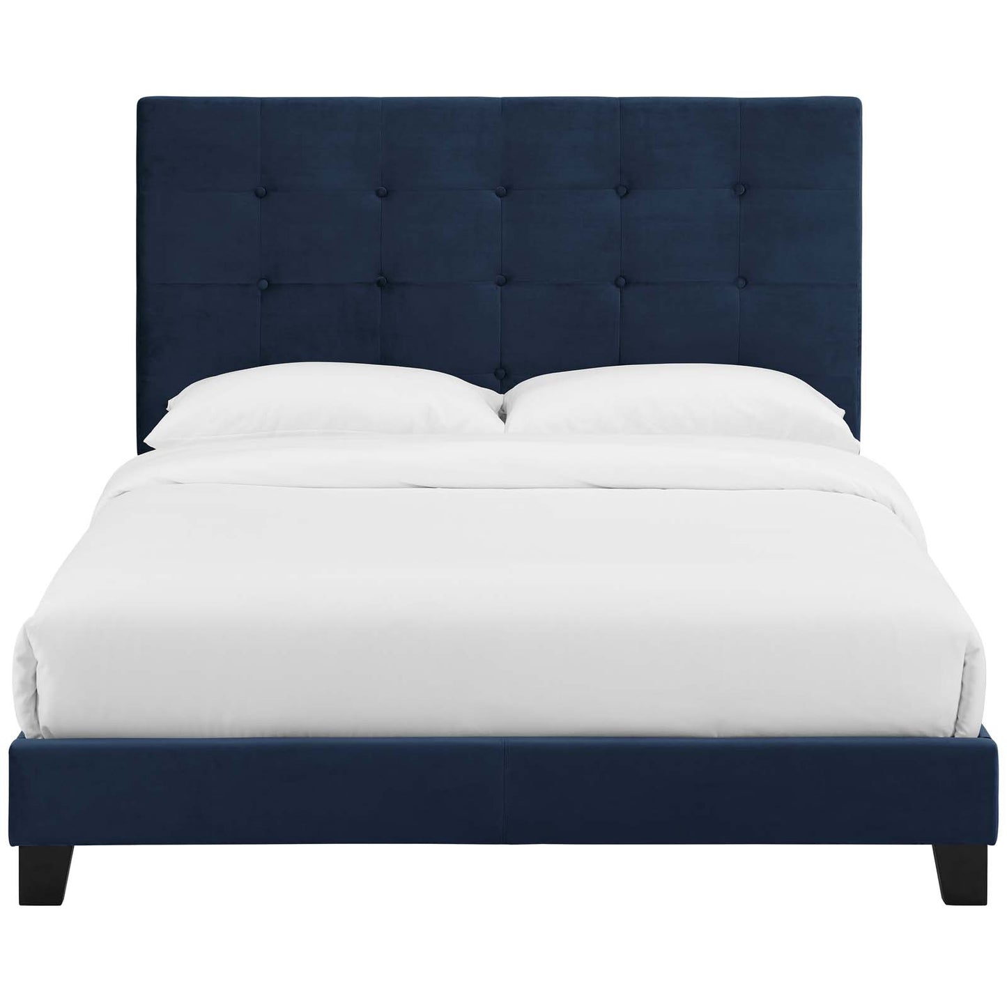 Modway Outlet Melanie Tufted Button Upholstered Performance Velvet King Platform Bed by Modway  Bedroom Furniture Midnight Blue - MOD-5823-MID