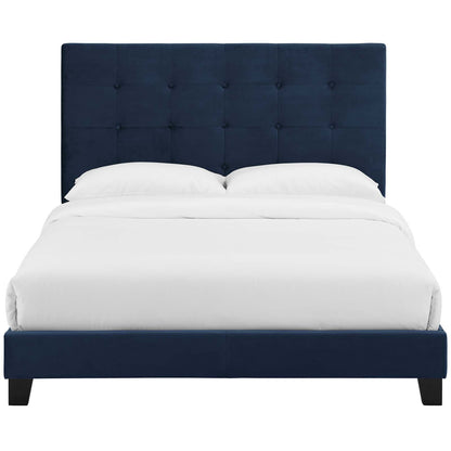 Modway Outlet Melanie Tufted Button Upholstered Performance Velvet King Platform Bed by Modway  Bedroom Furniture Midnight Blue - MOD-5823-MID