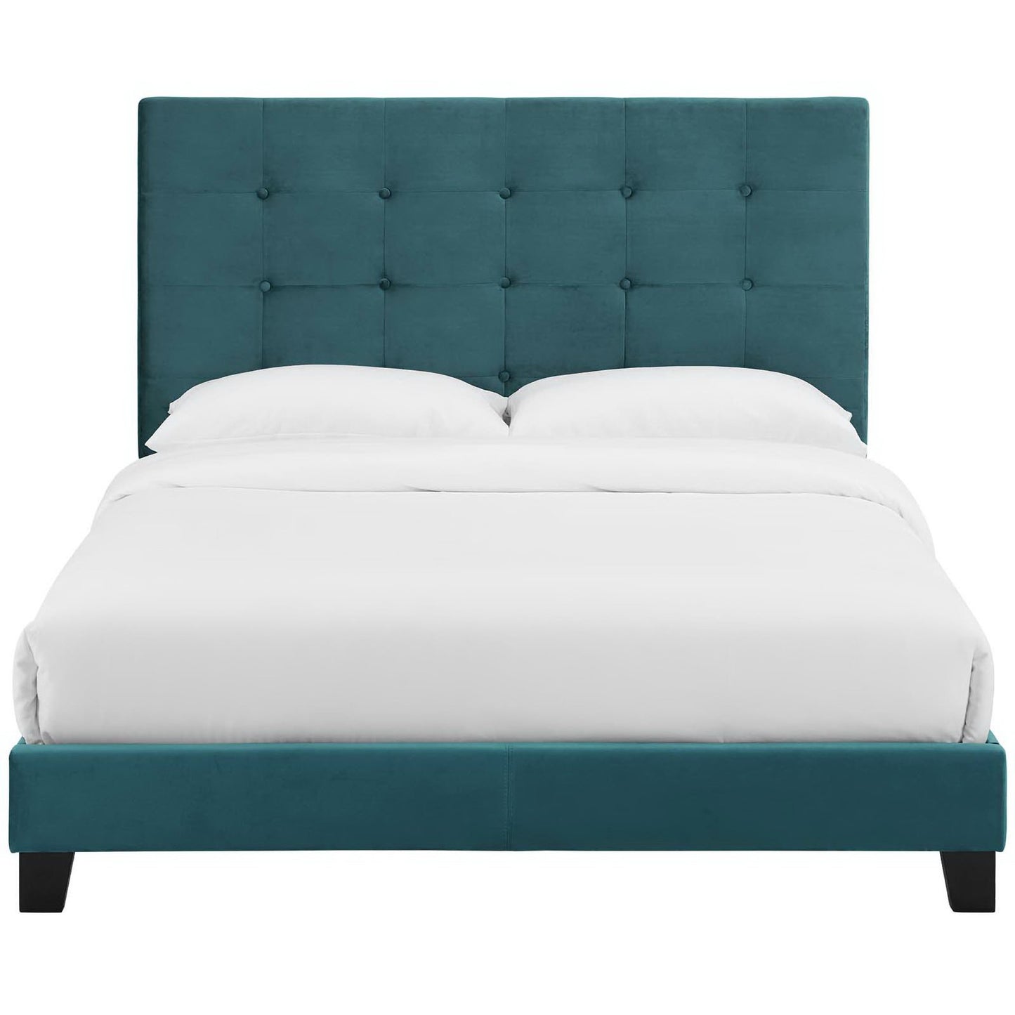 Modway Outlet Melanie Tufted Button Upholstered Performance Velvet King Platform Bed by Modway  Bedroom Furniture Sea Blue - MOD-5823-SEA