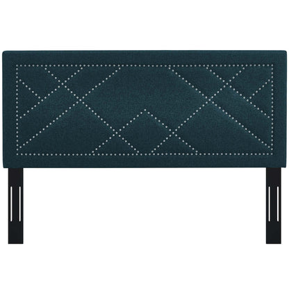 Modway Outlet Reese Nailhead Upholstered Linen Fabric Full / Queen Headboard by Modway  Bedroom Furniture Azure - MOD-5844-AZU