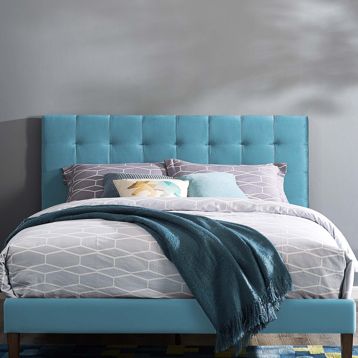 Modway Outlet Paisley Tufted Upholstered Performance Velvet Full / Queen Headboard by Modway  Bedroom Furniture Sea Blue - MOD-5853-SEA