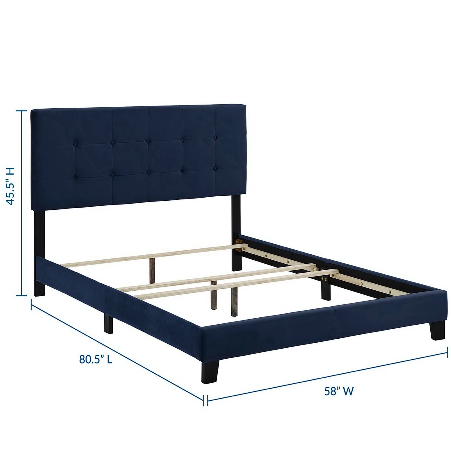 Modway - Amira Performance Velvet Full Bed by Modway  Bedroom Beds Blue - MOD-5859-MID