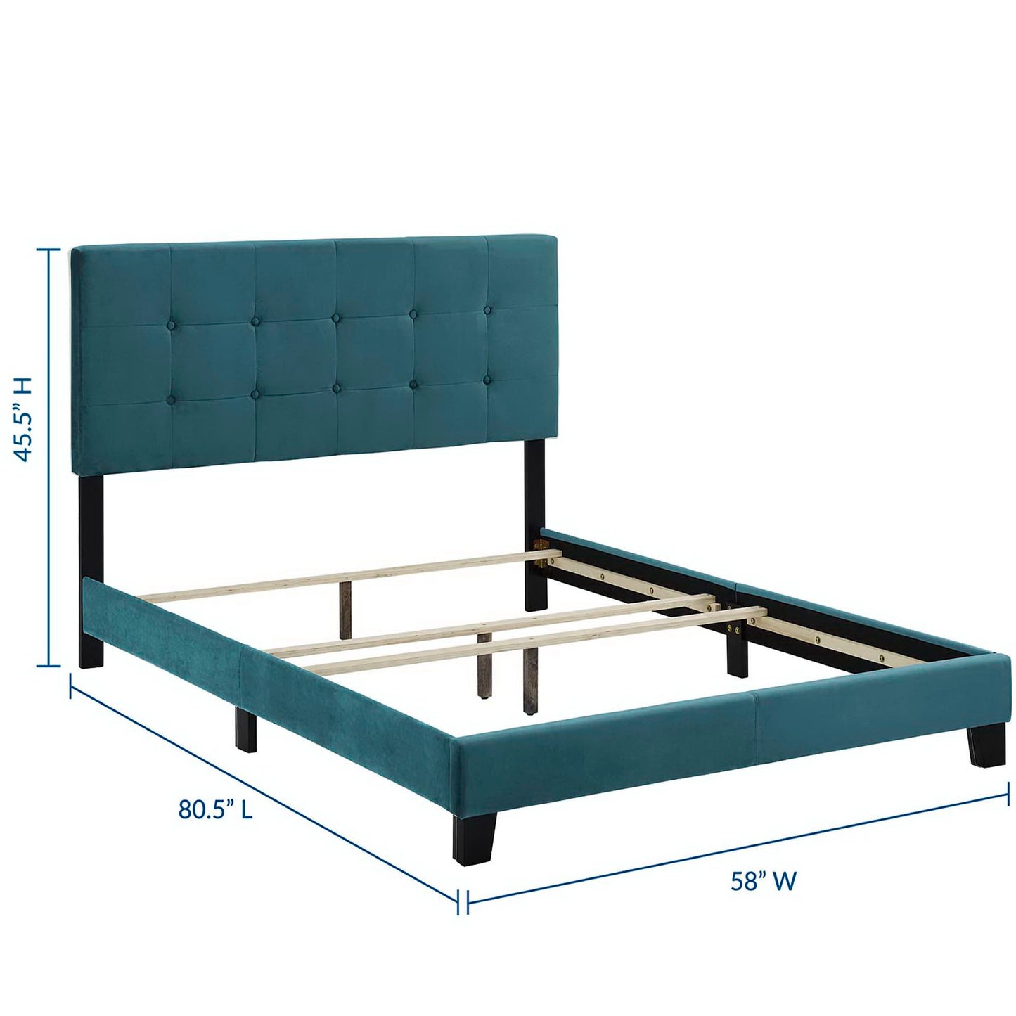 Modway Outlet Amira Performance Velvet Full Bed by Modway  Bedroom Furniture Sea Blue - MOD-5859-SEA