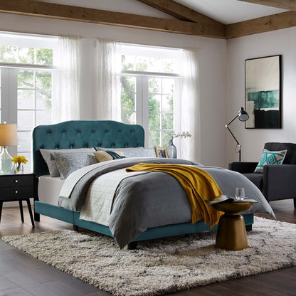 Modway Outlet Amelia Performance Velvet Queen Bed by Modway  Bedroom Furniture Sea Blue - MOD-5864-SEA