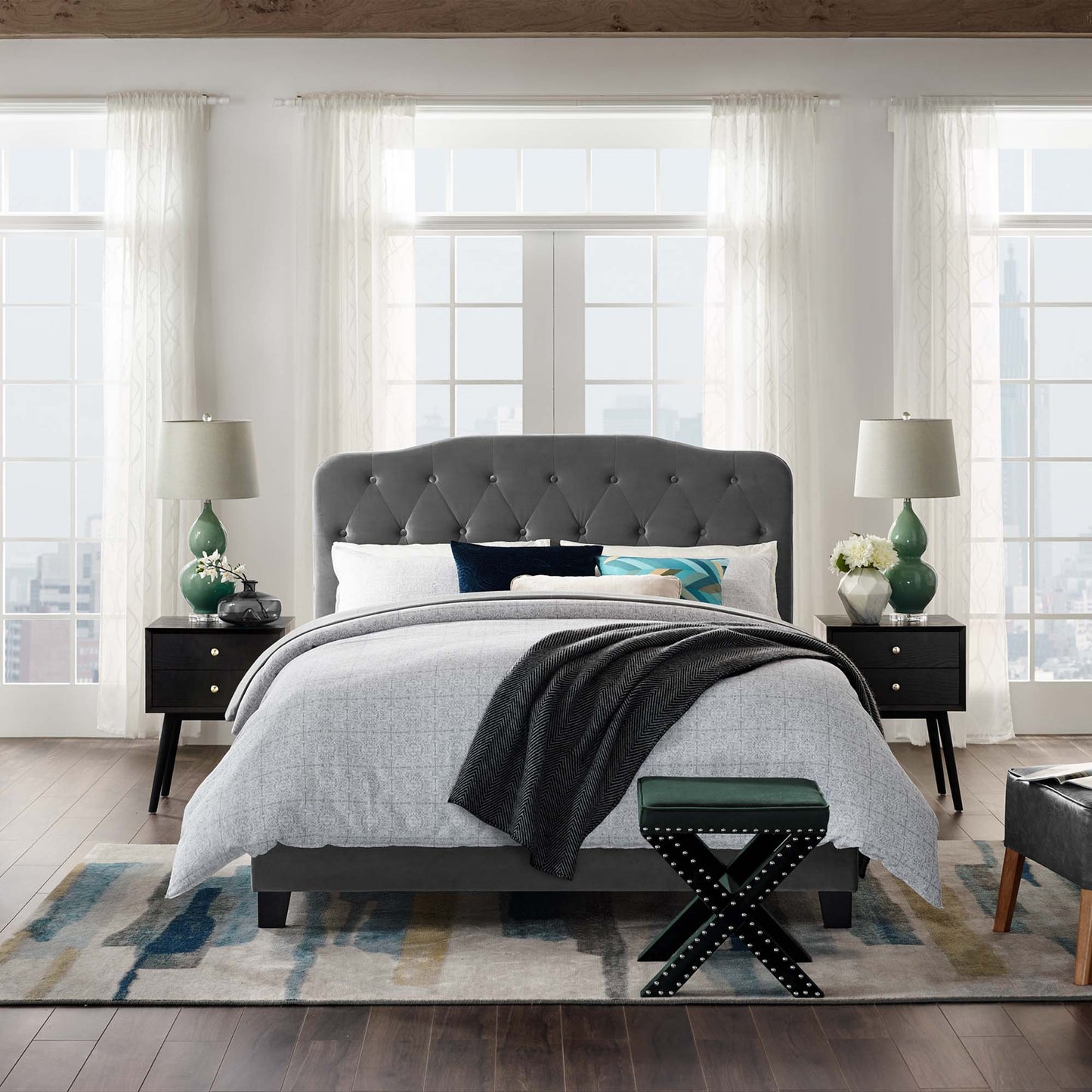 Modway Outlet Amelia Performance Velvet King Bed by Modway  Bedroom Furniture Gray - MOD-5865-GRY