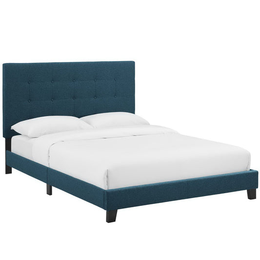 Modway Outlet Melanie Tufted Button Upholstered Fabric Queen Platform Bed by Modway  Bedroom Furniture Azure - MOD-5879-AZU