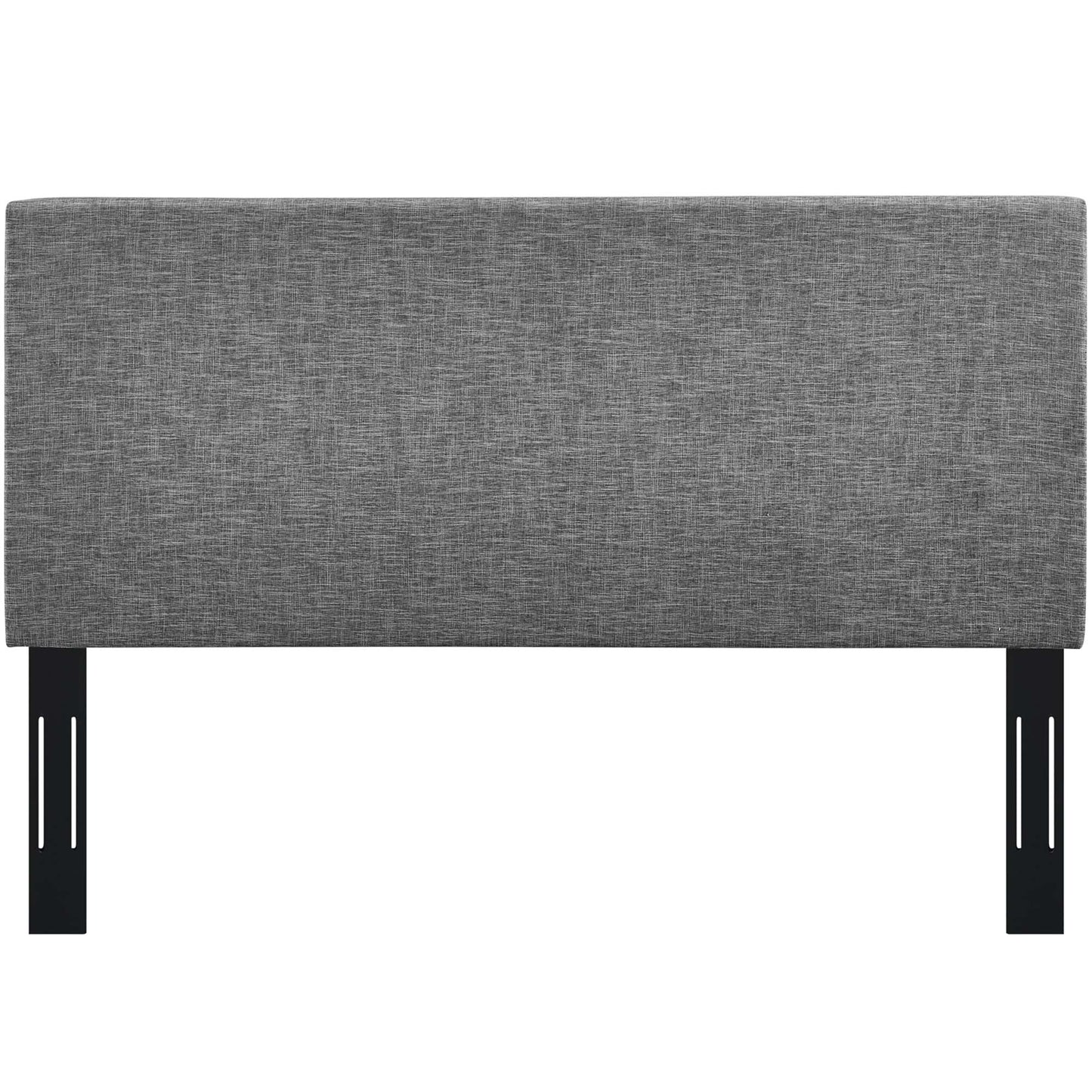 Gray linen fabric upholstered headboard for Full/Queen bed, in a modern minimalist style.