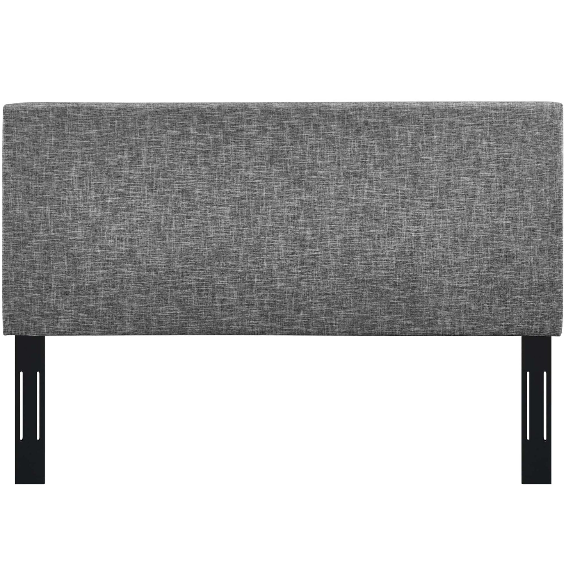 Gray linen fabric upholstered headboard for Full/Queen bed, in a modern minimalist style.