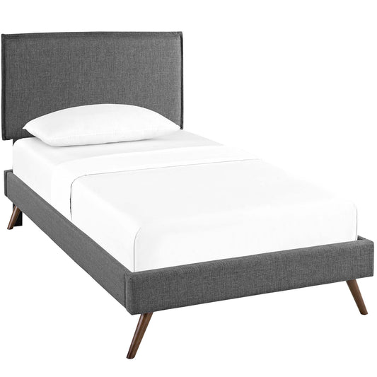 Modway Outlet Amaris Fabric Twin Platform Bed with Round Splayed Legs by Modway  Bedroom Furniture Gray - MOD-5902-GRY