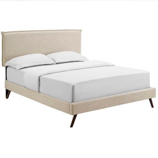Modway Outlet Amaris Fabric Queen Platform Bed with Round Splayed Legs by Modway  Bedroom Furniture Beige - MOD-5904-BEI