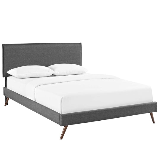 Modway Outlet Amaris Fabric Queen Platform Bed with Round Splayed Legs by Modway  Bedroom Furniture Gray - MOD-5904-GRY
