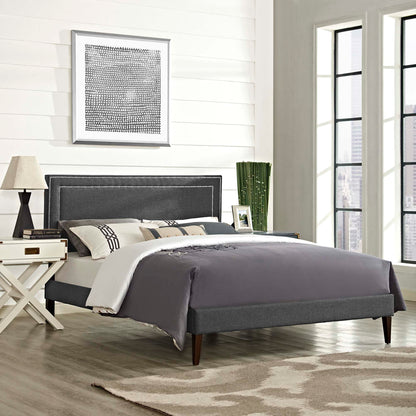 Modway Outlet Virginia Fabric Queen Platform Bed with Squared Tapered Legs by Modway  Bedroom Furniture Gray - MOD-5923-GRY