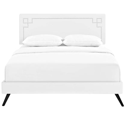 Modway Outlet Ruthie Vinyl Queen Platform Bed with Round Splayed Legs by Modway  Bedroom Furniture White - MOD-5930-WHI