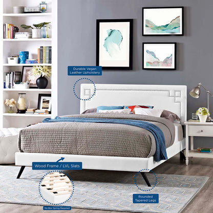 Modway Outlet Ruthie Vinyl Queen Platform Bed with Round Splayed Legs by Modway  Bedroom Furniture White - MOD-5930-WHI