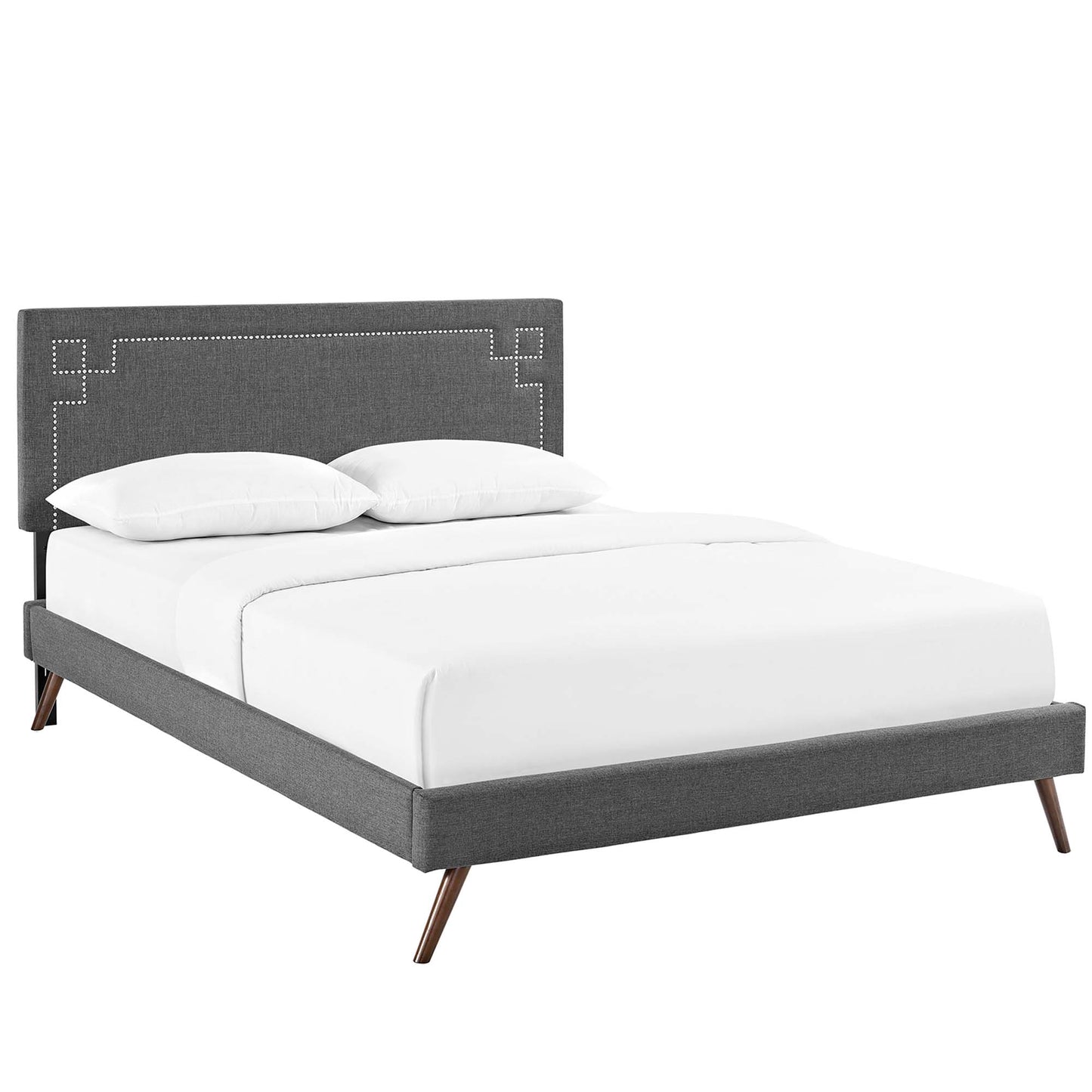 Modway Outlet Ruthie Fabric Queen Platform Bed with Round Splayed Legs by Modway  Bedroom Furniture Gray - MOD-5931-GRY
