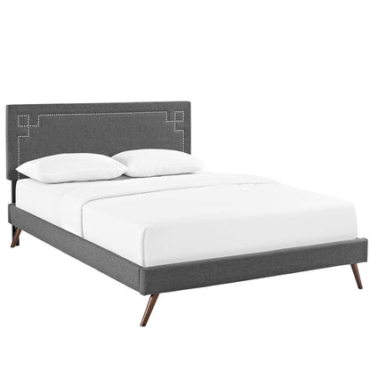 Modway Outlet Ruthie Fabric Queen Platform Bed with Round Splayed Legs by Modway  Bedroom Furniture Gray - MOD-5931-GRY