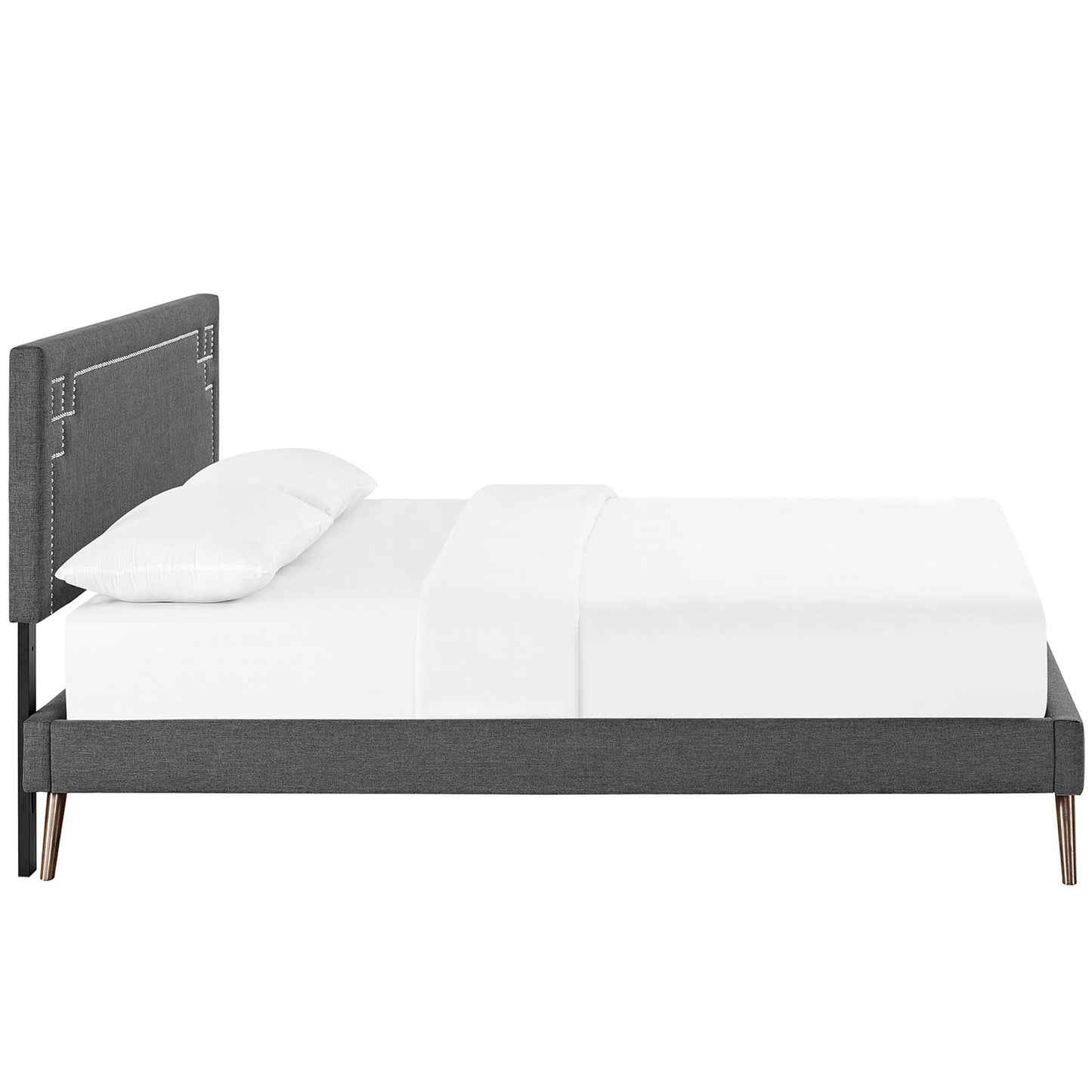 Modway Outlet Ruthie Fabric Queen Platform Bed with Round Splayed Legs by Modway  Bedroom Furniture Gray - MOD-5931-GRY