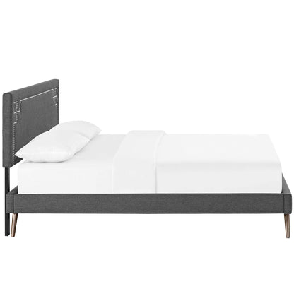 Modway Outlet Ruthie Fabric Queen Platform Bed with Round Splayed Legs by Modway  Bedroom Furniture Gray - MOD-5931-GRY