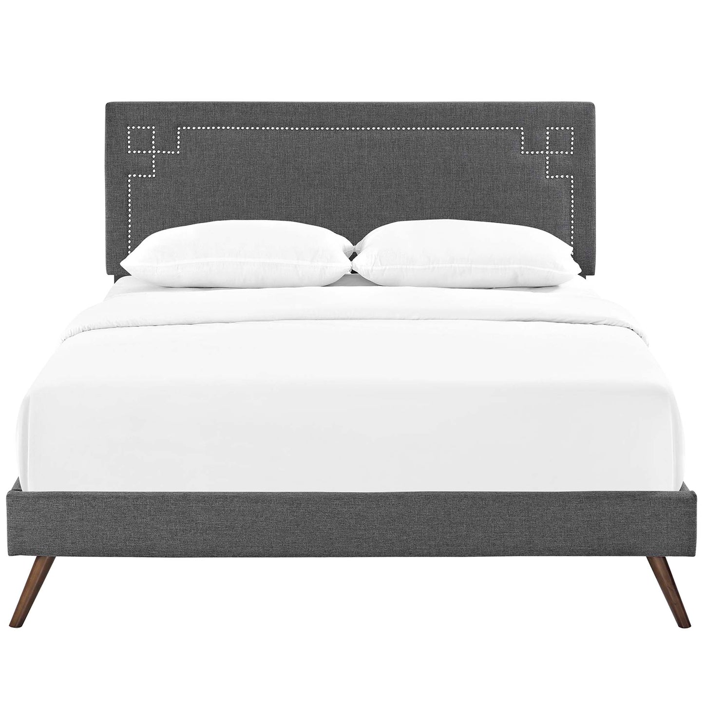 Modway Outlet Ruthie Fabric Queen Platform Bed with Round Splayed Legs by Modway  Bedroom Furniture Gray - MOD-5931-GRY