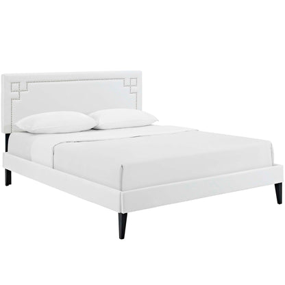 Modway Outlet Ruthie Vinyl Queen Platform Bed with Squared Tapered Legs by Modway  Bedroom Furniture White - MOD-5938-WHI