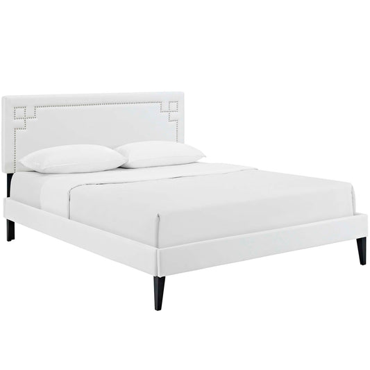 Modway Outlet Ruthie Vinyl Queen Platform Bed with Squared Tapered Legs by Modway  Bedroom Furniture White - MOD-5938-WHI