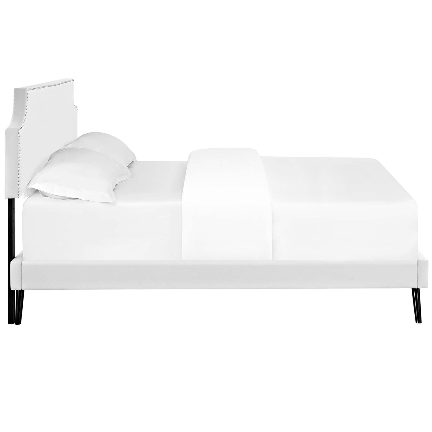 Modway Outlet Corene Vinyl Queen Platform Bed with Round Splayed Legs by Modway  Bedroom Furniture White - MOD-5946-WHI