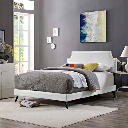 Modway Outlet Corene Vinyl Queen Platform Bed with Round Splayed Legs by Modway  Bedroom Furniture White - MOD-5946-WHI