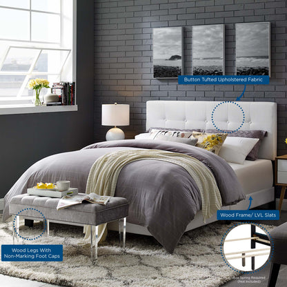 Modway Outlet Amira Upholstered Fabric King Bed by Modway  Bedroom Furniture White - MOD-6002-WHI