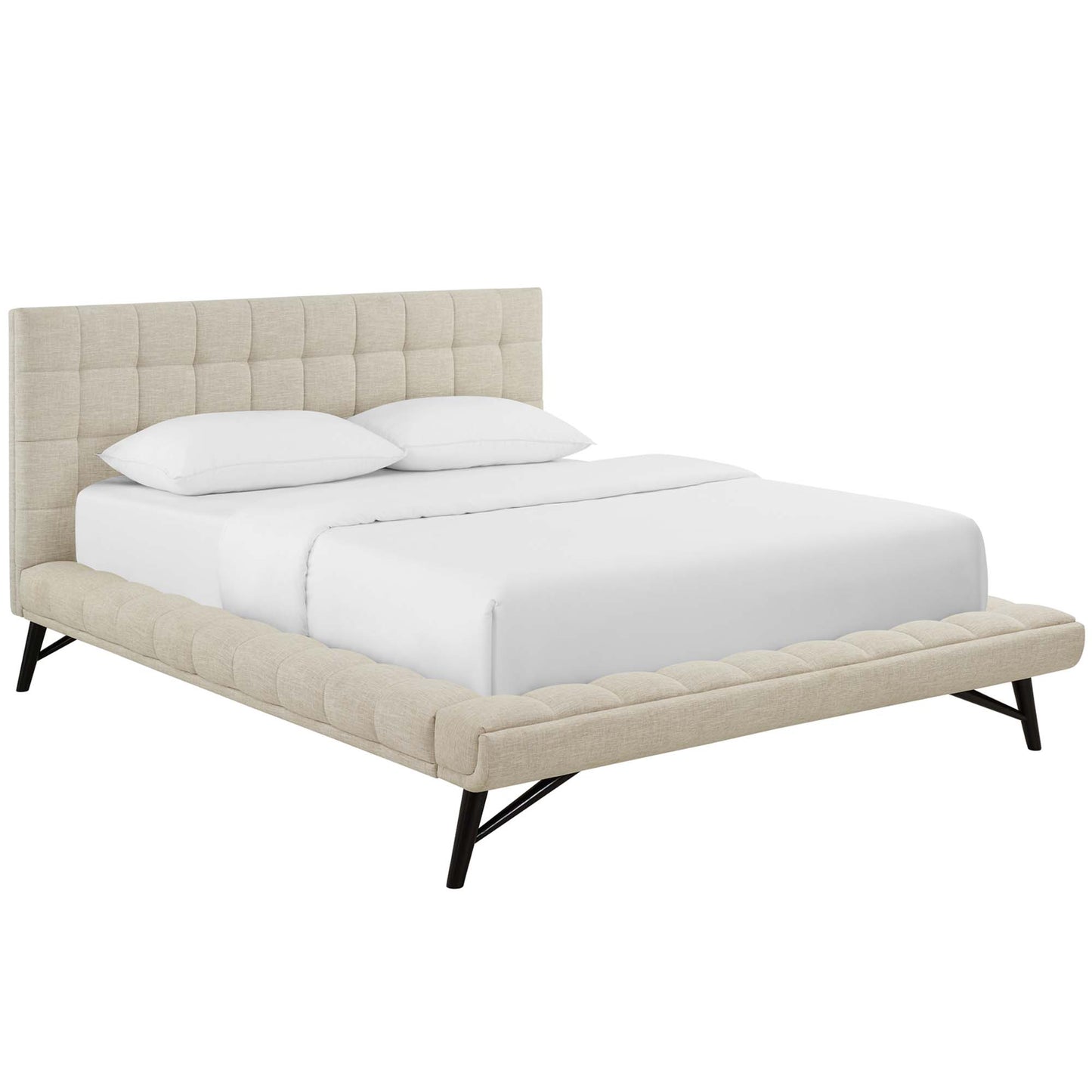 Modway Outlet Julia Biscuit Tufted Upholstered Fabric Queen Platform Bed by Modway  Bedroom Furniture Beige - MOD-6007-BEI