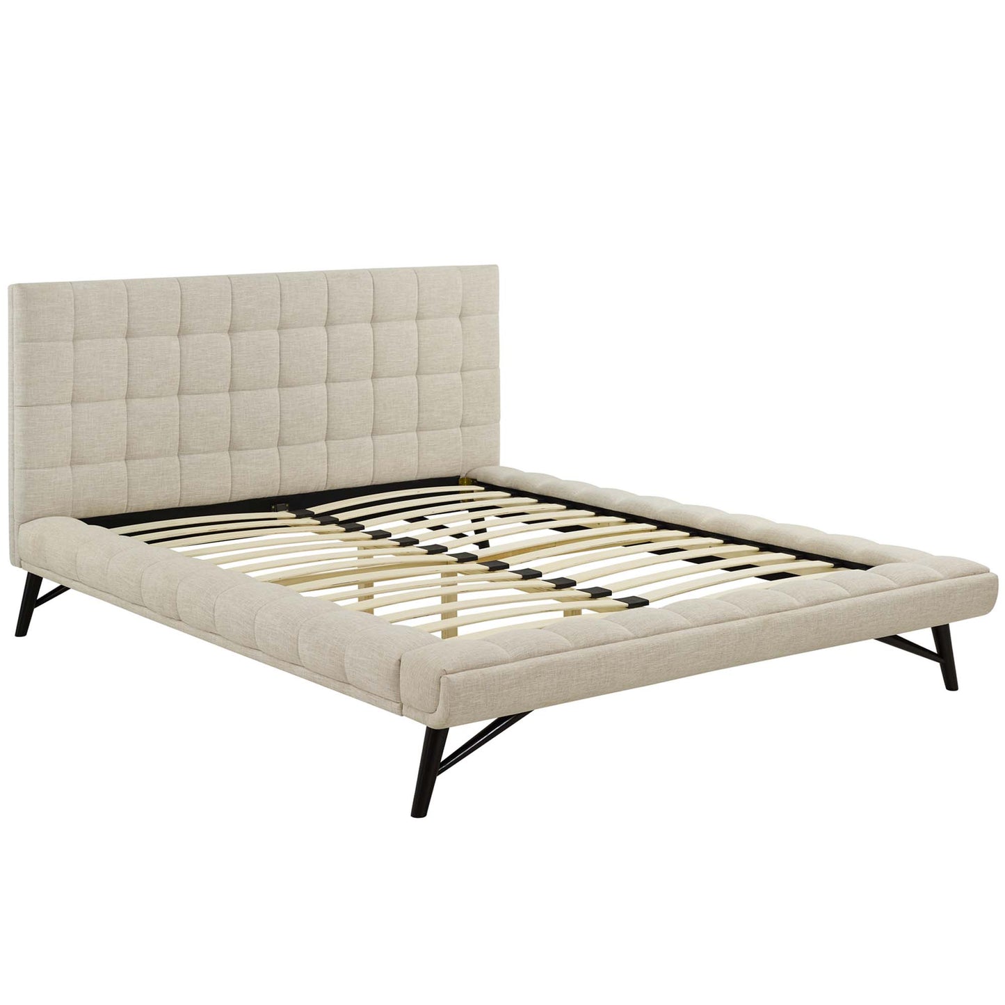 Modway Outlet Julia Biscuit Tufted Upholstered Fabric Queen Platform Bed by Modway  Bedroom Furniture Beige - MOD-6007-BEI