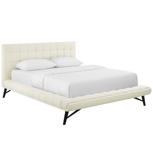 Modway Outlet Julia Biscuit Tufted Upholstered Fabric Queen Platform Bed by Modway  Bedroom Furniture Ivory - MOD-6007-IVO