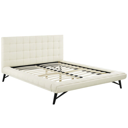 Modway Outlet Julia Biscuit Tufted Upholstered Fabric Queen Platform Bed by Modway  Bedroom Furniture Ivory - MOD-6007-IVO