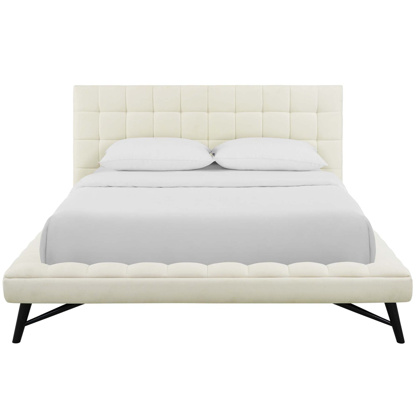 Modway Outlet Julia Biscuit Tufted Upholstered Fabric Queen Platform Bed by Modway  Bedroom Furniture Ivory - MOD-6007-IVO