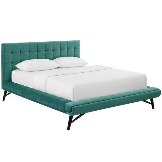 Modway Outlet Julia Biscuit Tufted Performance Velvet Queen Platform Bed by Modway  Bedroom Furniture Teal - MOD-6008-TEA