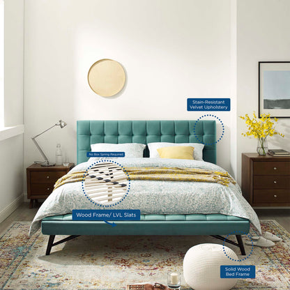 Modway Outlet Julia Biscuit Tufted Performance Velvet Queen Platform Bed by Modway  Bedroom Furniture Teal - MOD-6008-TEA