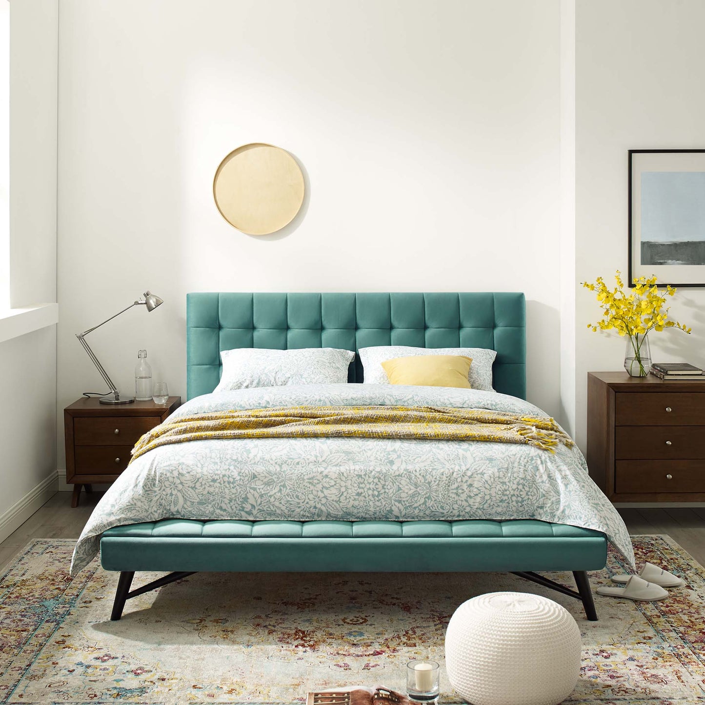 Modway Outlet Julia Biscuit Tufted Performance Velvet Queen Platform Bed by Modway  Bedroom Furniture Teal - MOD-6008-TEA
