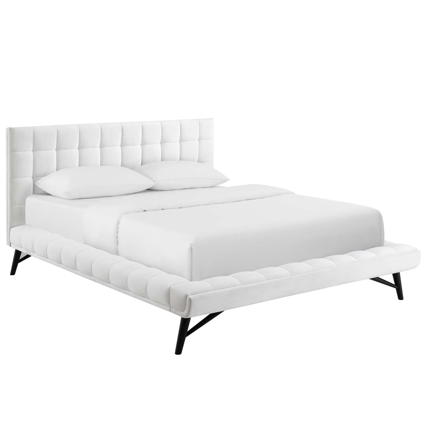 Modway Outlet Julia Biscuit Tufted Performance Velvet Queen Platform Bed by Modway  Bedroom Furniture White - MOD-6008-WHI