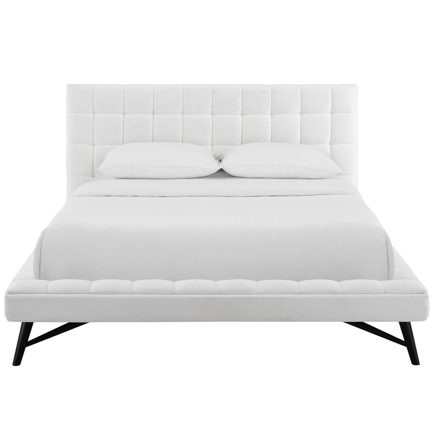 Modway Outlet Julia Biscuit Tufted Performance Velvet Queen Platform Bed by Modway  Bedroom Furniture White - MOD-6008-WHI