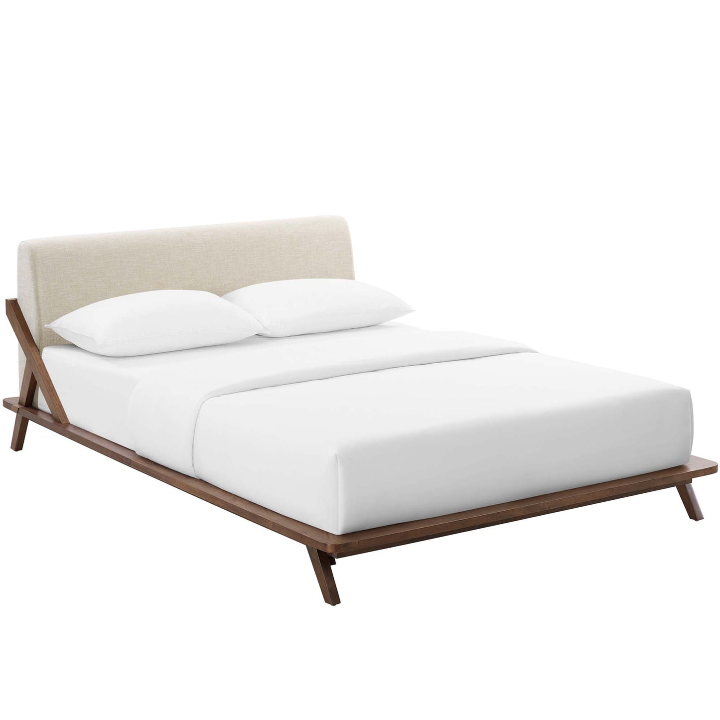 Modway - Luella Upholstered Fabric Queen Platform Bed by Modway  Bedroom Beds Brown - MOD-6047-WAL-BEI