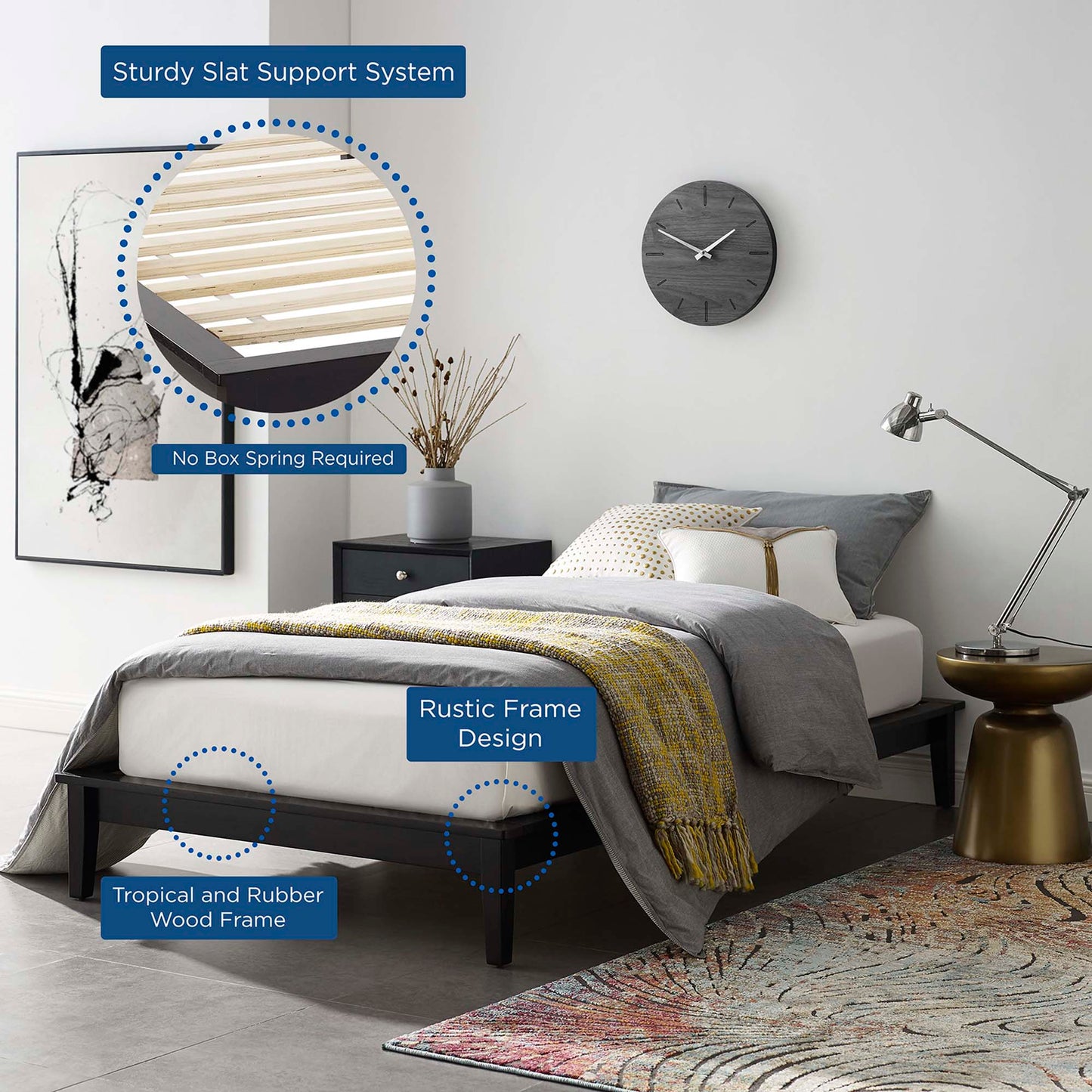 Modway Outlet Lodge Wood Twin Platform Bed Frame by Modway  Bedroom Furniture Walnut - MOD-6053-WAL
