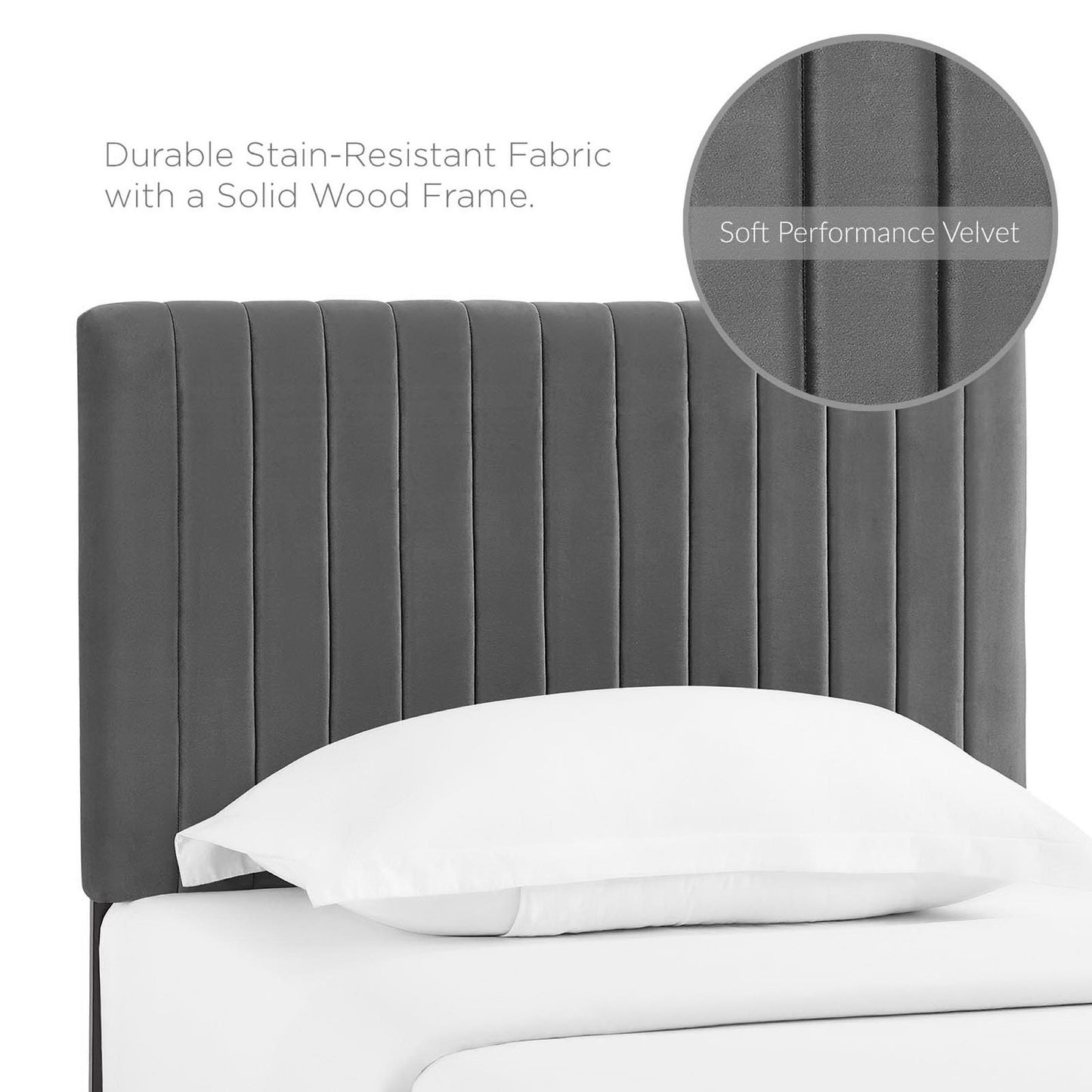 Modway - Keira Performance Velvet Twin Headboard by Modway  Bedroom Headboards Gray - MOD-6093-GRY