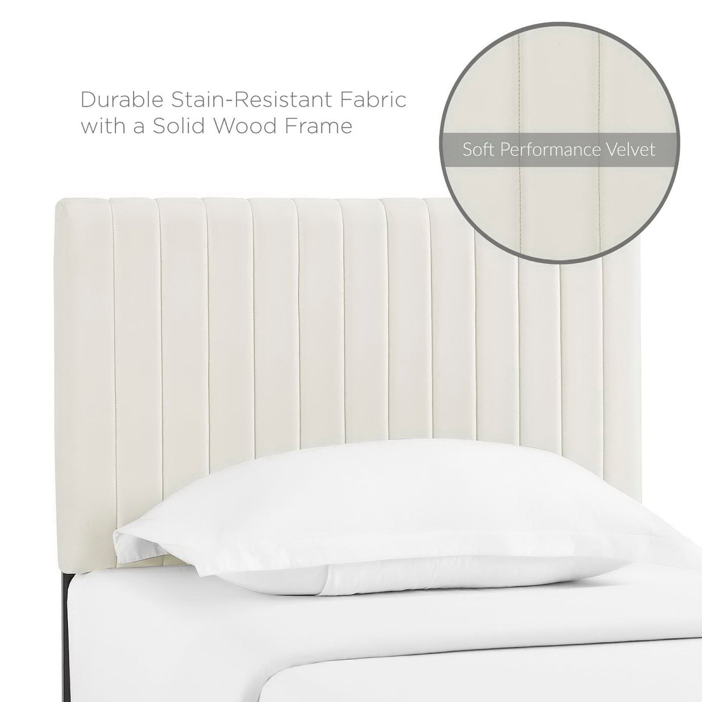 Modway - Keira Performance Velvet Twin Headboard by Modway  Bedroom Headboards White - MOD-6093-IVO