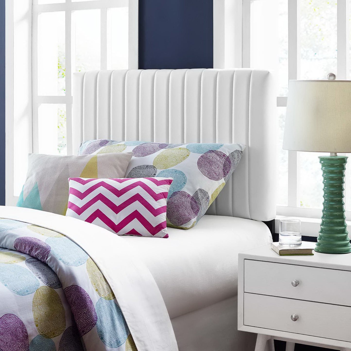 Modway - Keira Faux Leather Twin Headboard by Modway  Bedroom Headboards White - MOD-6094-WHI