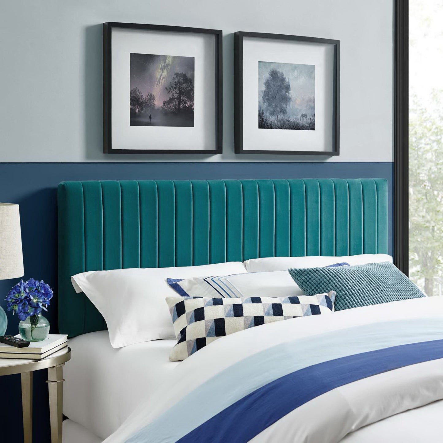 Modway - Keira Performance Velvet Full / Queen Headboard by Modway  Bedroom Headboards Blue - MOD-6095-TEA