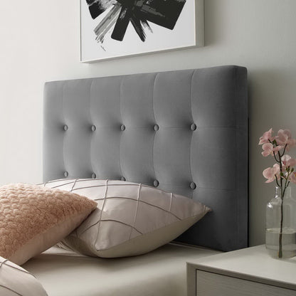 Modway - Emily Biscuit Tufted Performance Velvet Twin Headboard by Modway  Bedroom Headboards Gray - MOD-6114-GRY