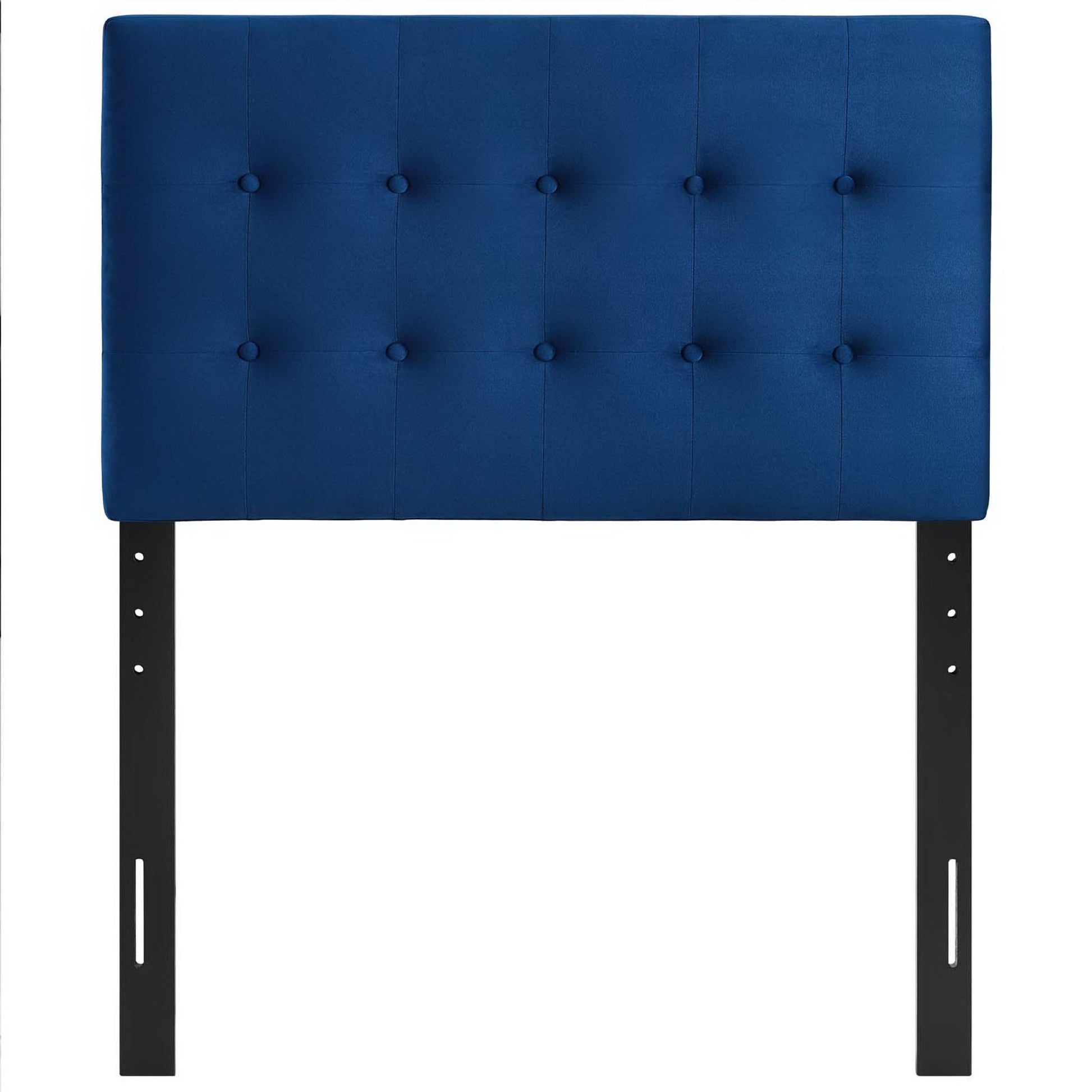 Navy blue biscuit-tufted upholstered twin headboard in performance velvet