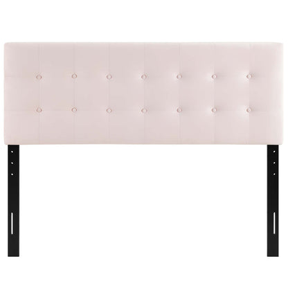 Blush pink tufted performance velvet queen headboard.