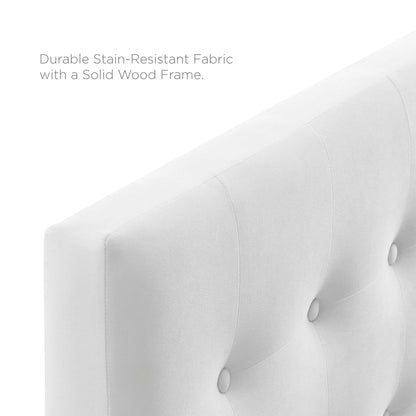 White velvet headboard with biscuit tufting and button details; king size.
